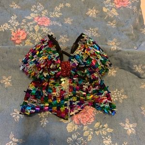 Brand New Rainbow Sequins Cheer Bow💕